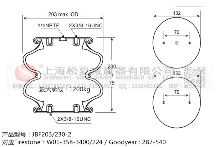 JBF203/230-2橡膠<a href='http://www.runjiatex.com/' target='_blank'><u>空氣彈簧</u></a>