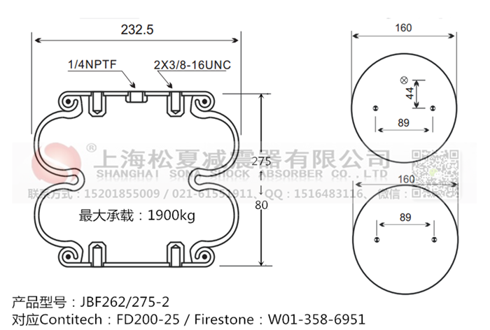 JBF262/275-2橡膠<a href='http://www.runjiatex.com/' target='_blank'><u>空氣彈簧</u></a>
