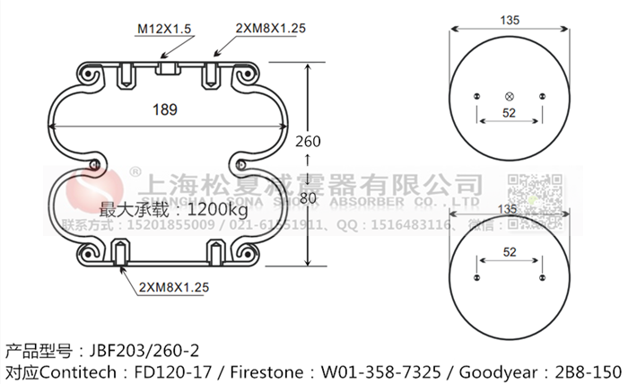 JBF203/260-2橡膠<a href='http://www.runjiatex.com/' target='_blank'><u>空氣彈簧</u></a>