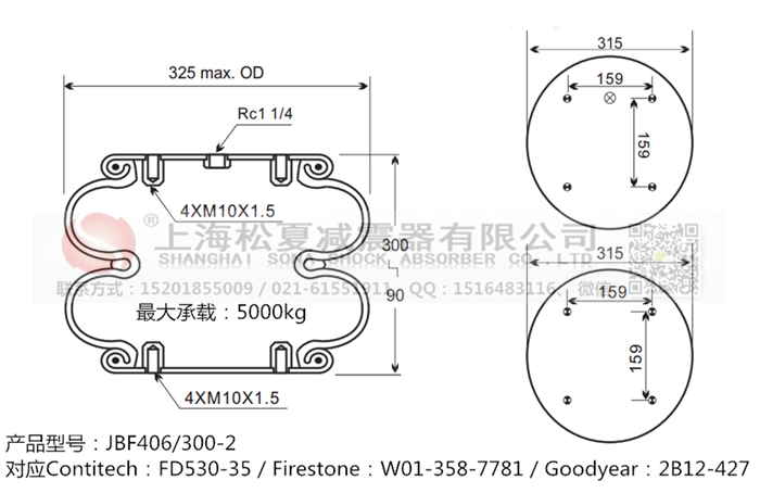 JBF406/300-2橡膠<a href='http://www.runjiatex.com/' target='_blank'><u>空氣彈簧</u></a>