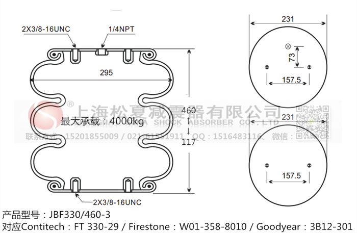 JBF330/460-3橡膠<a href='http://www.runjiatex.com/' target='_blank'><u>空氣彈簧</u></a>